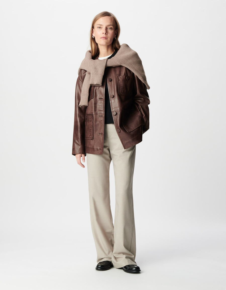 pantaloni da abito beige da donna