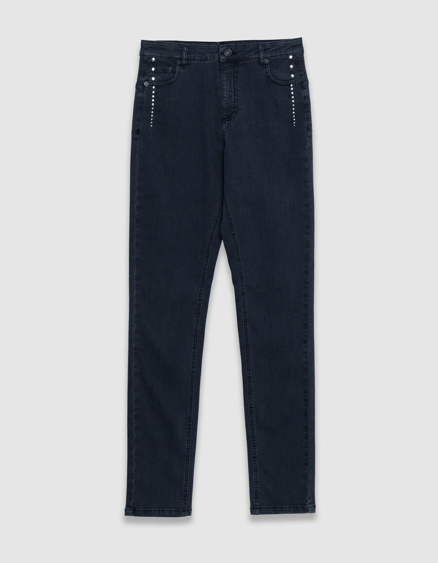 jeans slim grigi a vita alta con borchie nina women