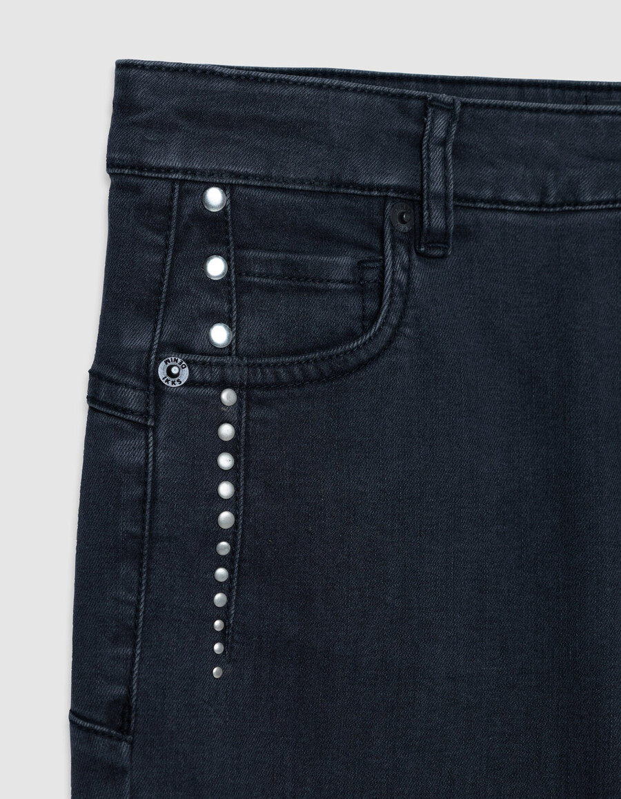 jeans slim grigi a vita alta con borchie nina women