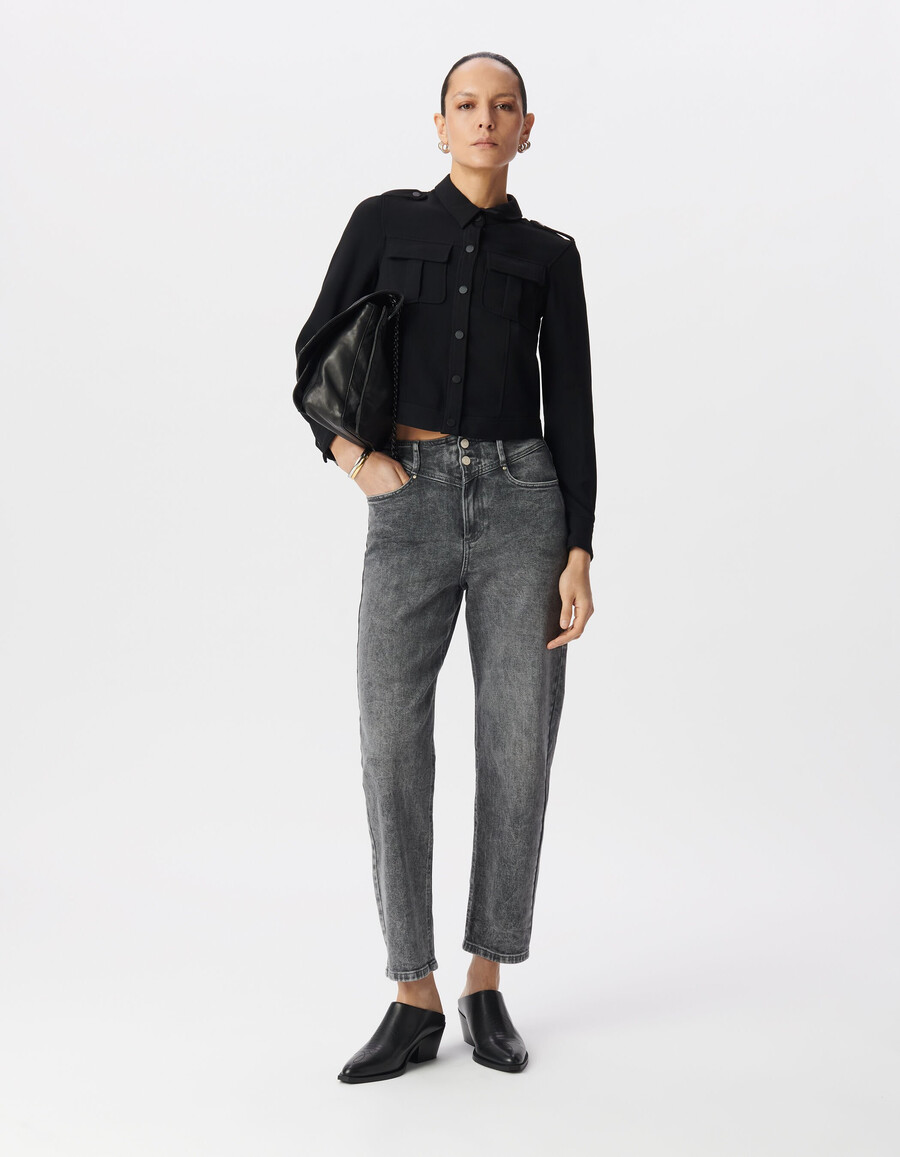 jeans corti e larghi in cotone bci grigio da donna
