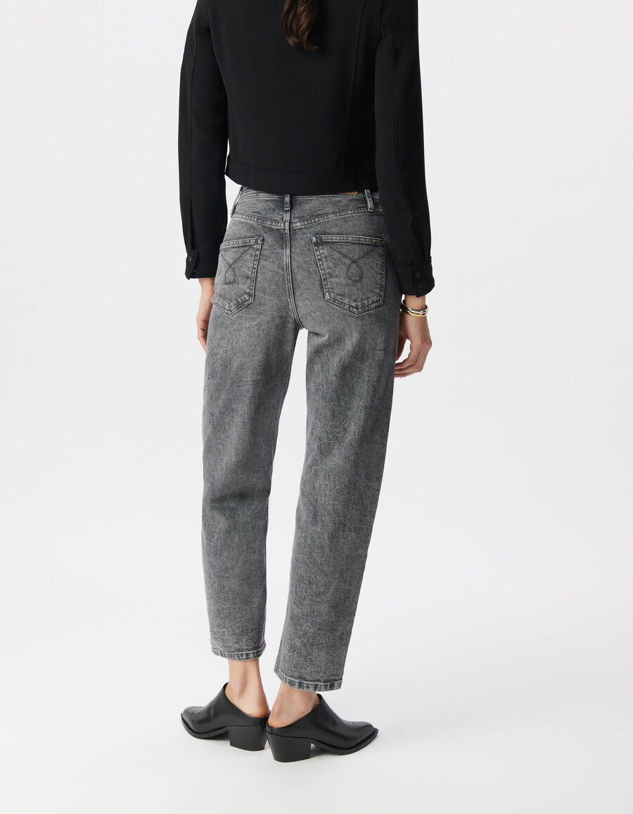 jeans corti e larghi in cotone bci grigio da donna
