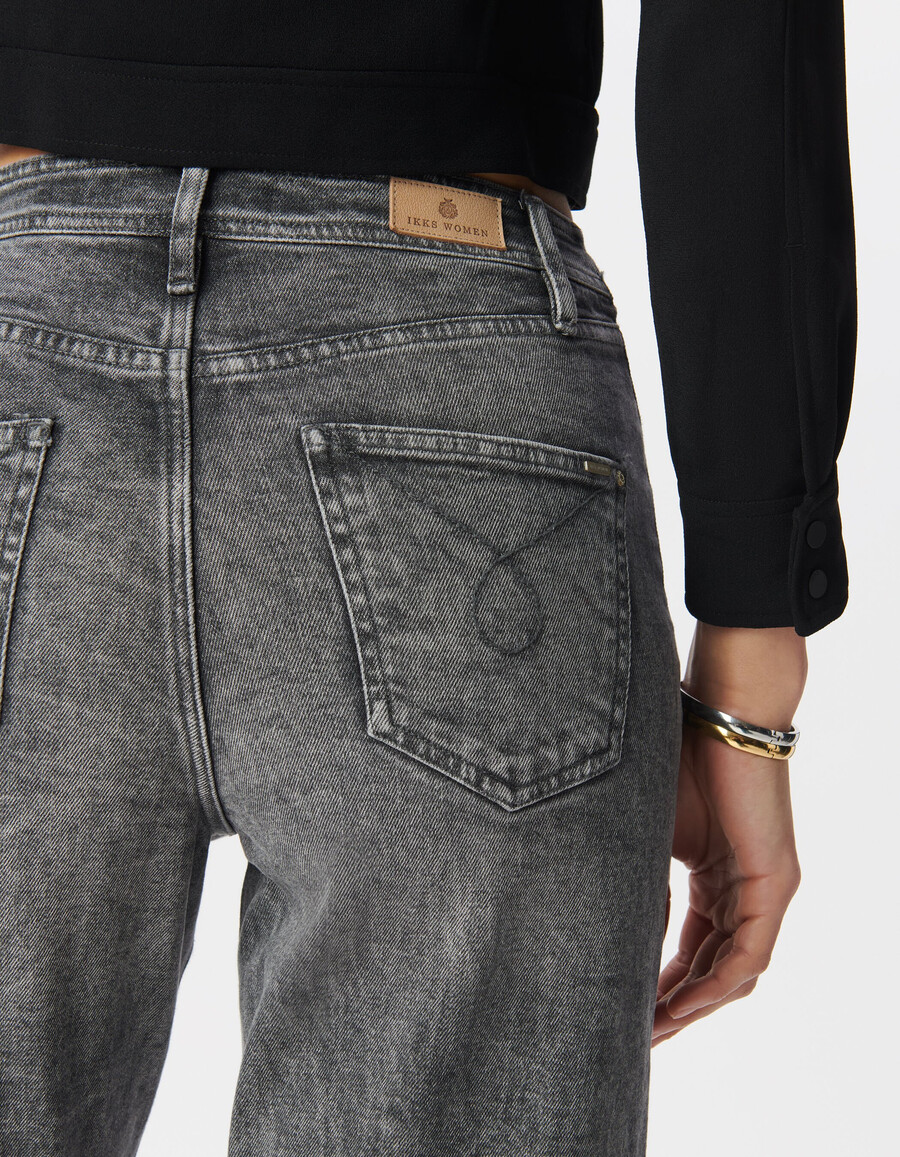 jeans corti e larghi in cotone bci grigio da donna