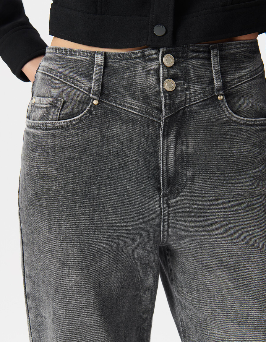 jeans corti e larghi in cotone bci grigio da donna