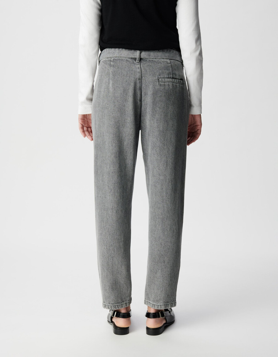 jeans larghi e cropped in lyocell grigio da donna