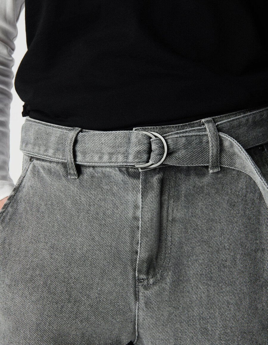jeans larghi e cropped in lyocell grigio da donna