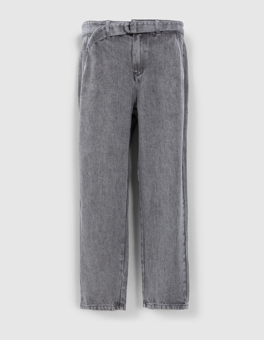jeans larghi e cropped in lyocell grigio da donna