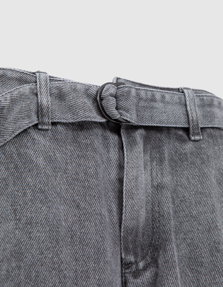 jeans larghi e cropped in lyocell grigio da donna