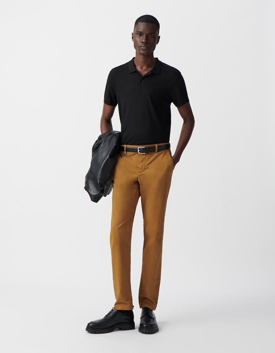 pantaloni chino slim color zafferano da uomo