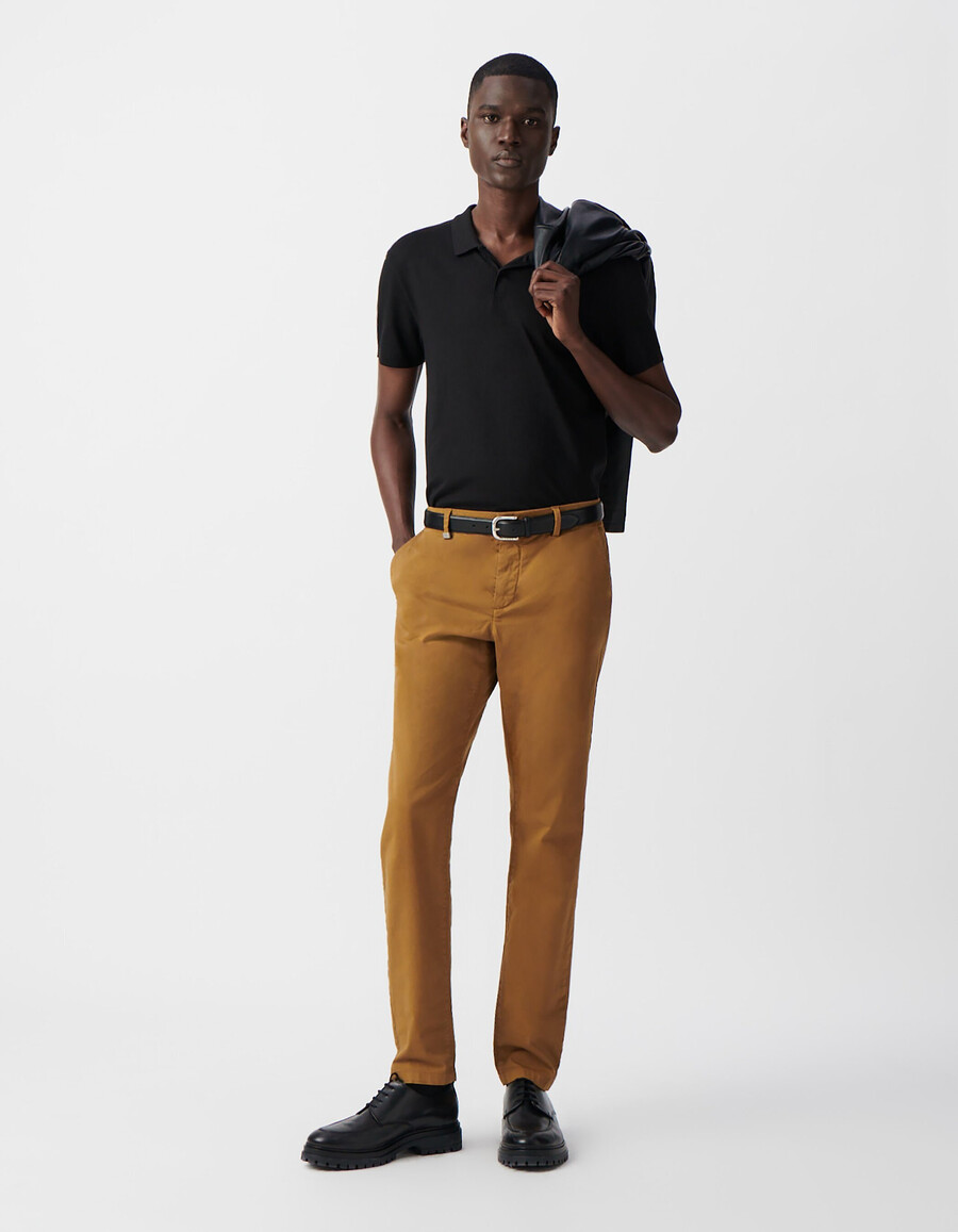 pantaloni chino slim color zafferano da uomo