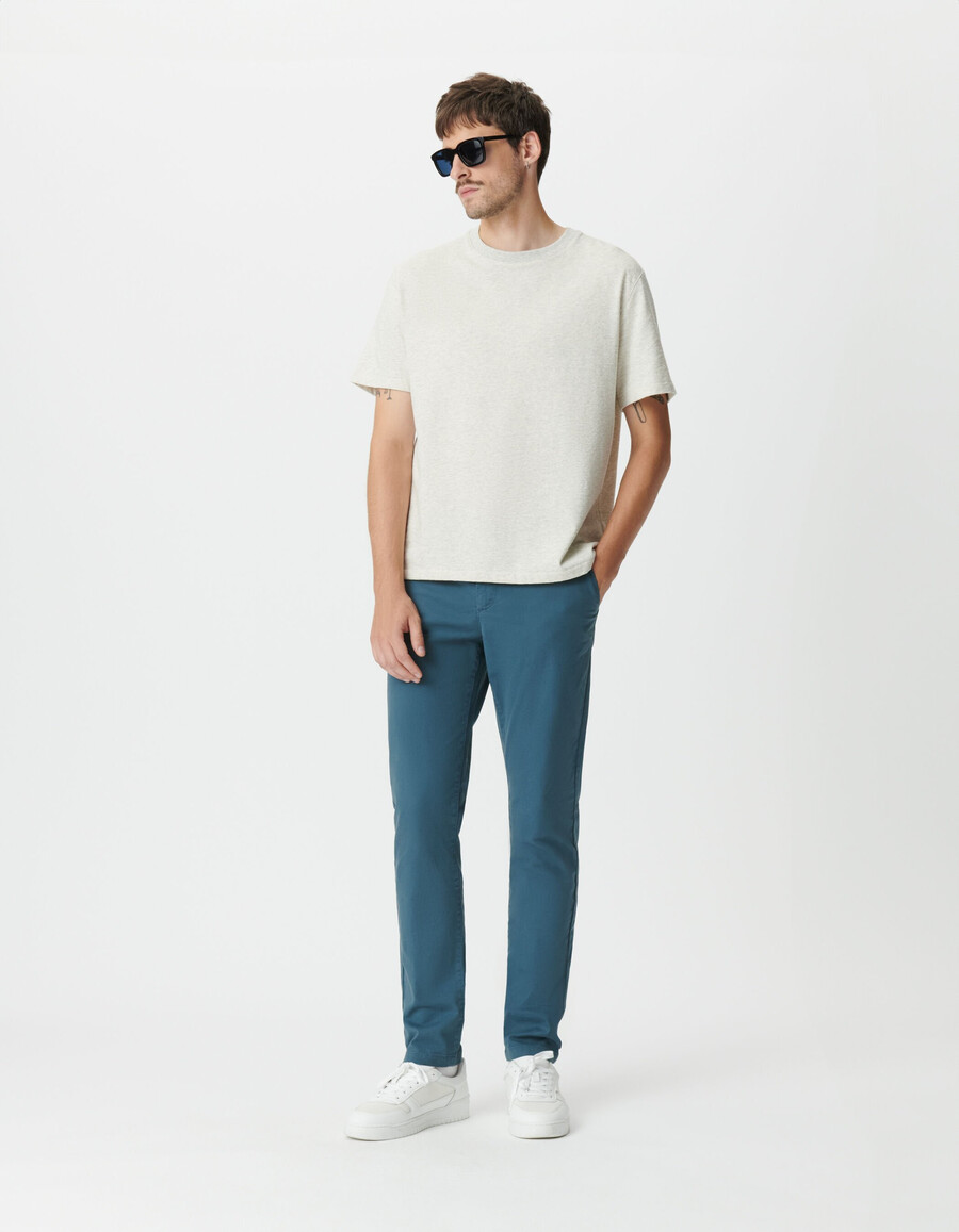 pantaloni chino slim grigi e blu da uomo