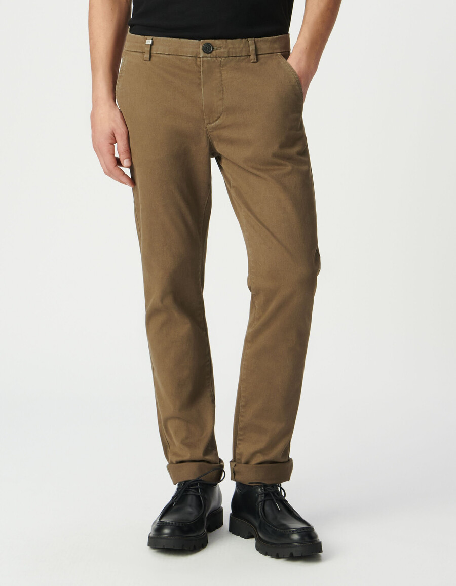 pantaloni chino slim beige scuro da uomo
