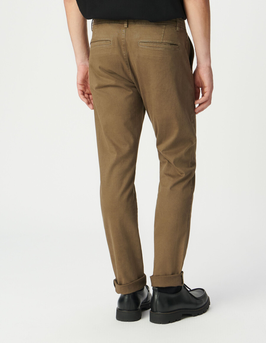 pantaloni chino slim beige scuro da uomo