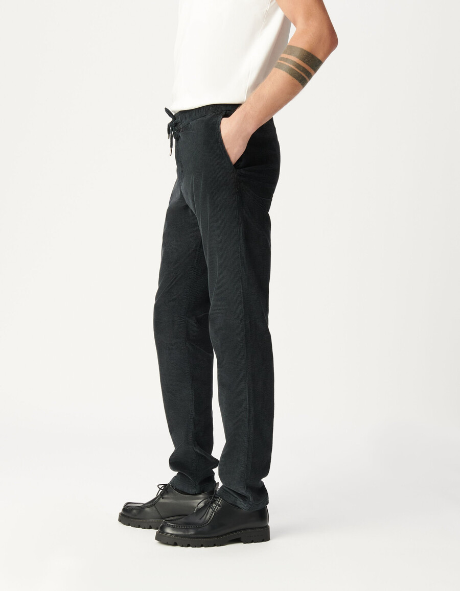 pantaloni da jogging in velluto a coste grigi da uomo