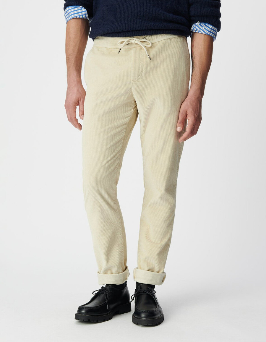 pantaloni da jogging in velluto a coste beige da uomo