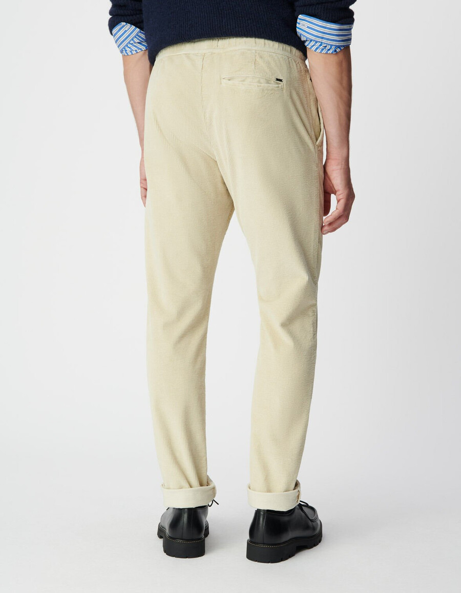 pantaloni da jogging in velluto a coste beige da uomo