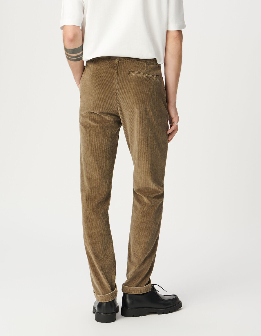 pantaloni da jogging in velluto a coste beige scuro da uomo
