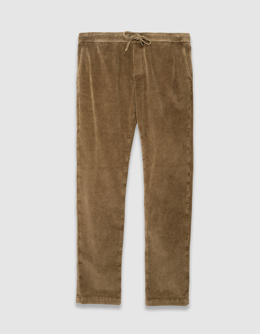 pantaloni da jogging in velluto a coste beige scuro da uomo