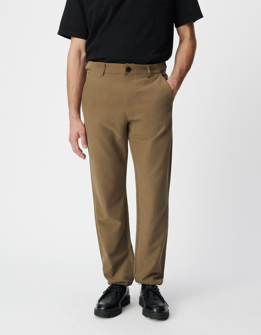 pantaloni da jogging da uomo color cachi con coulisse facili da lavare
