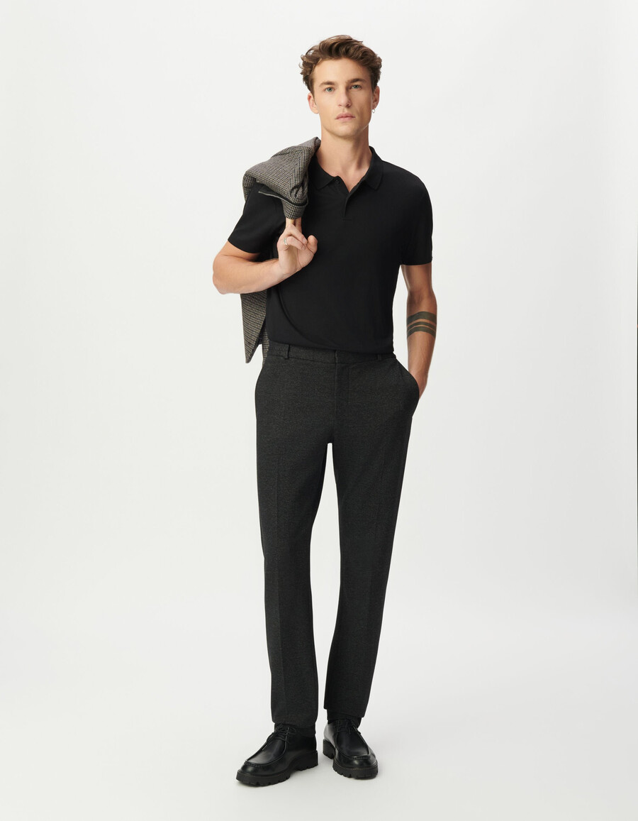 pantaloni da jogging slim in maglia semi-liscia nera da uomo