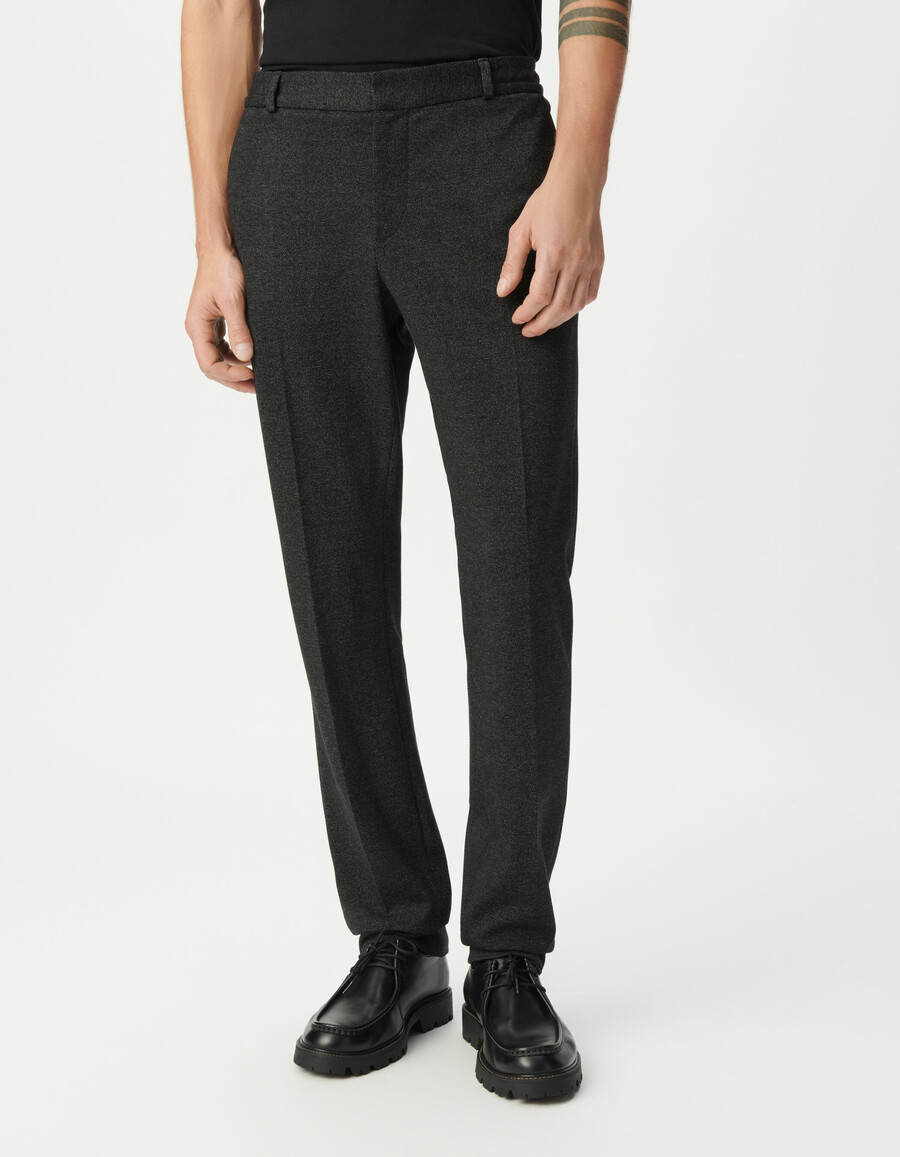 pantaloni da jogging slim in maglia semi-liscia nera da uomo
