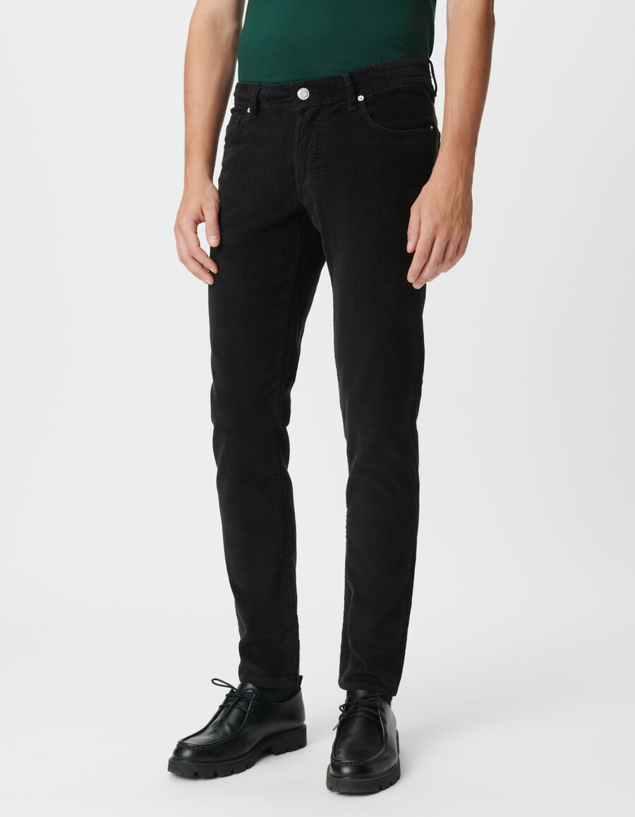 pantaloni slim in velluto a coste nero da uomo
