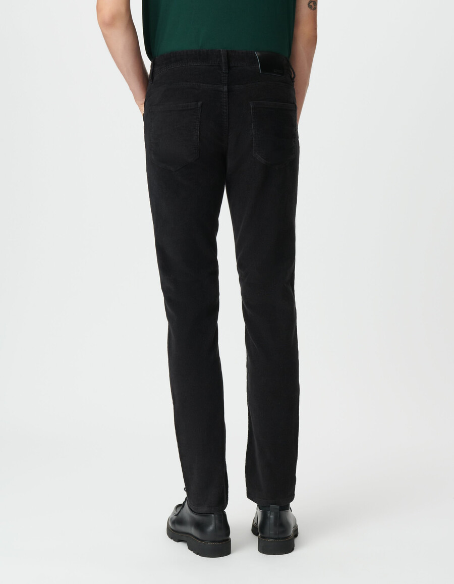 pantaloni slim in velluto a coste nero da uomo
