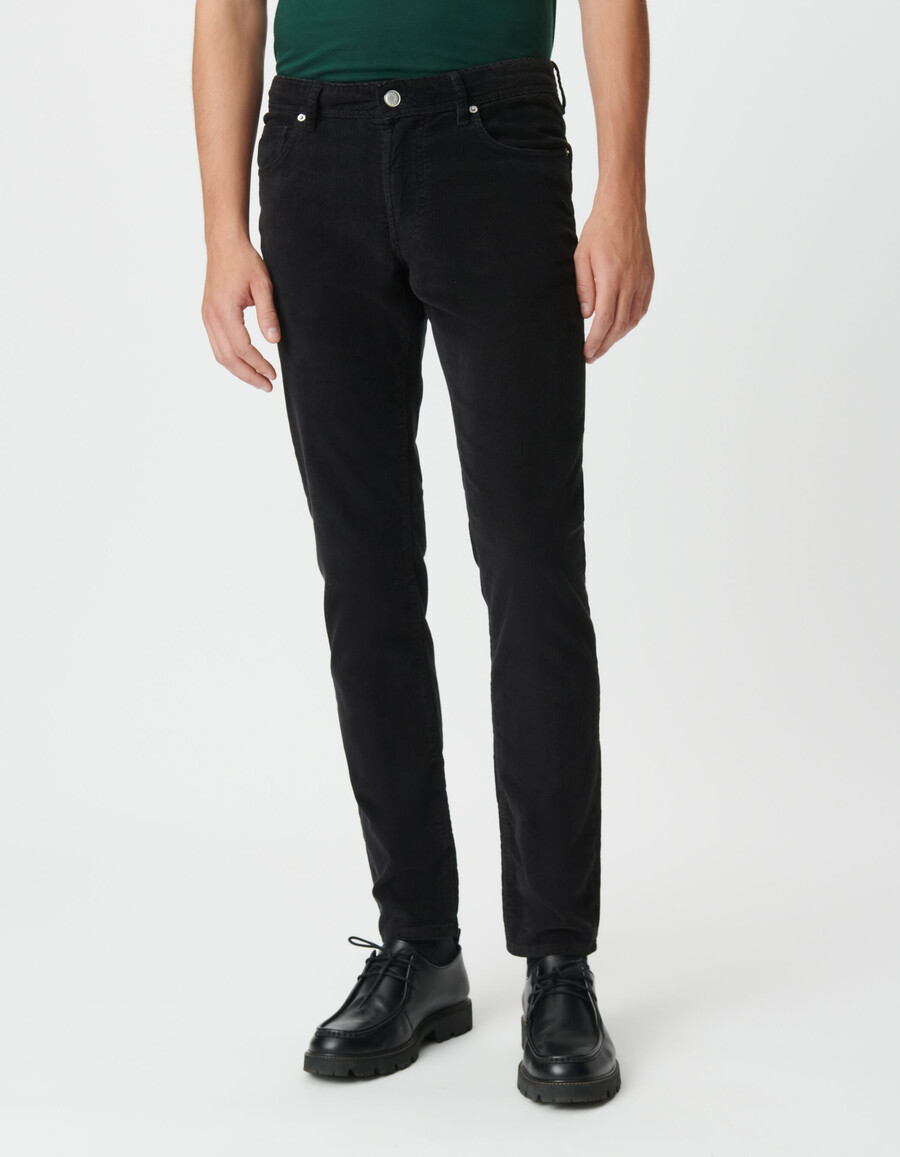 pantaloni slim in velluto a coste nero da uomo