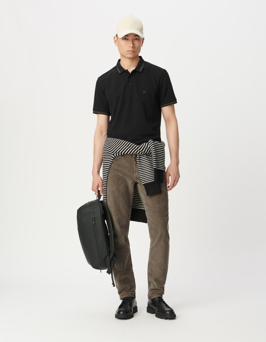 pantaloni slim in velluto a coste beige da uomo