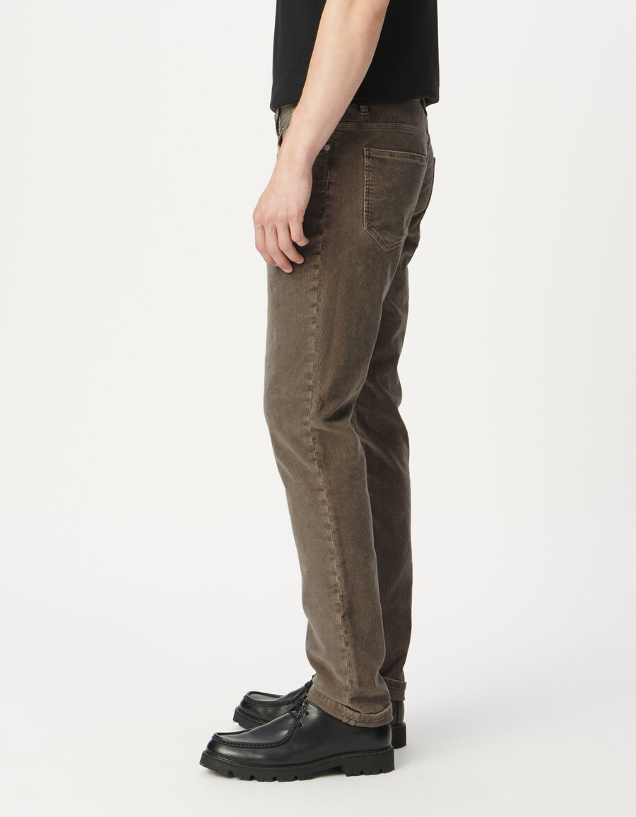 pantaloni slim in velluto a coste beige da uomo