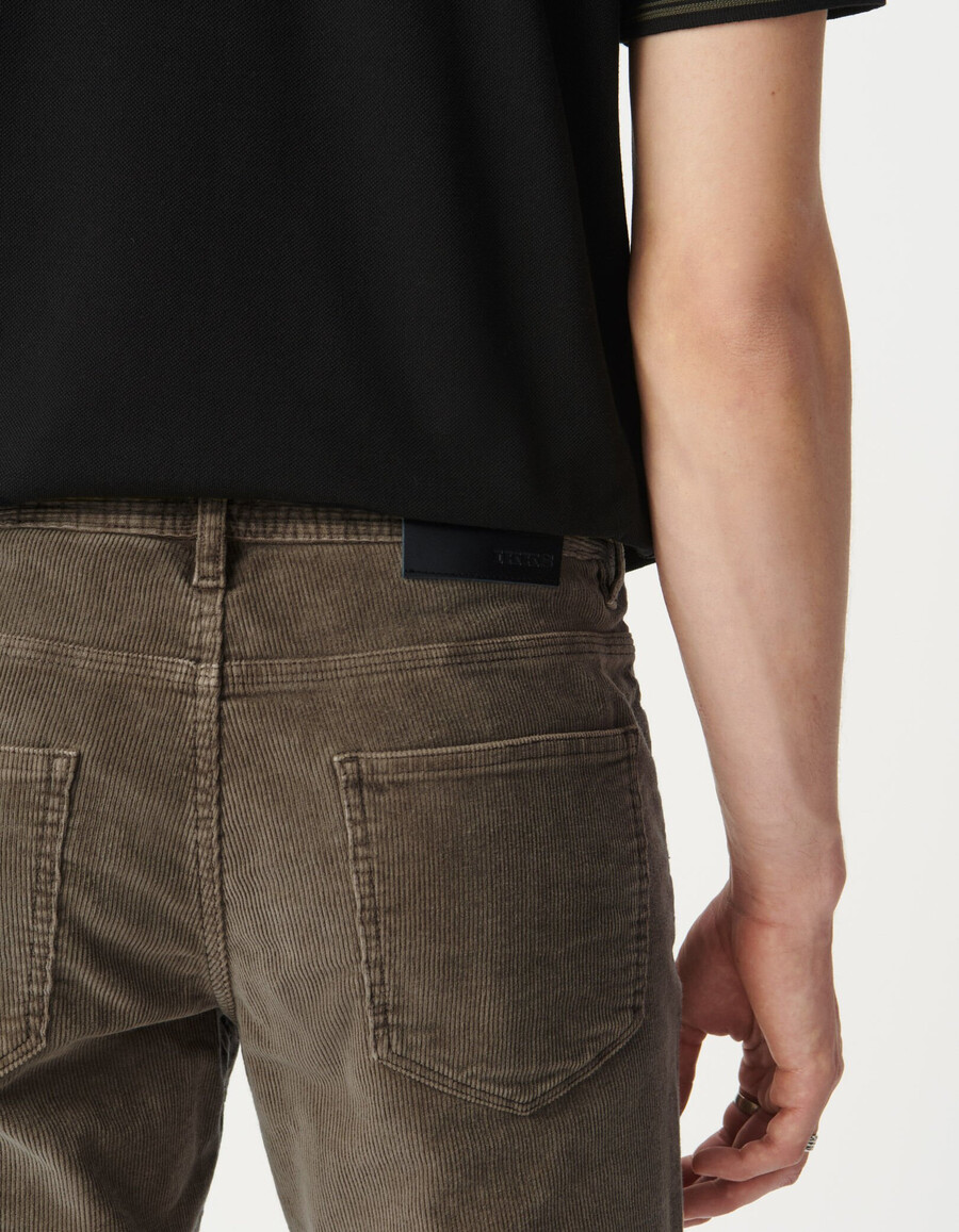 pantaloni slim in velluto a coste beige da uomo