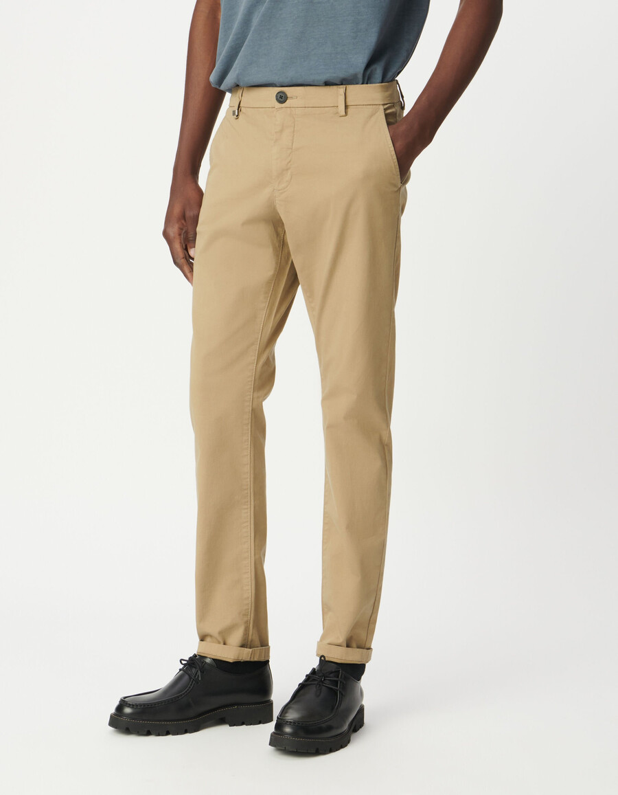 pantaloni chino slim dritti beige da uomo