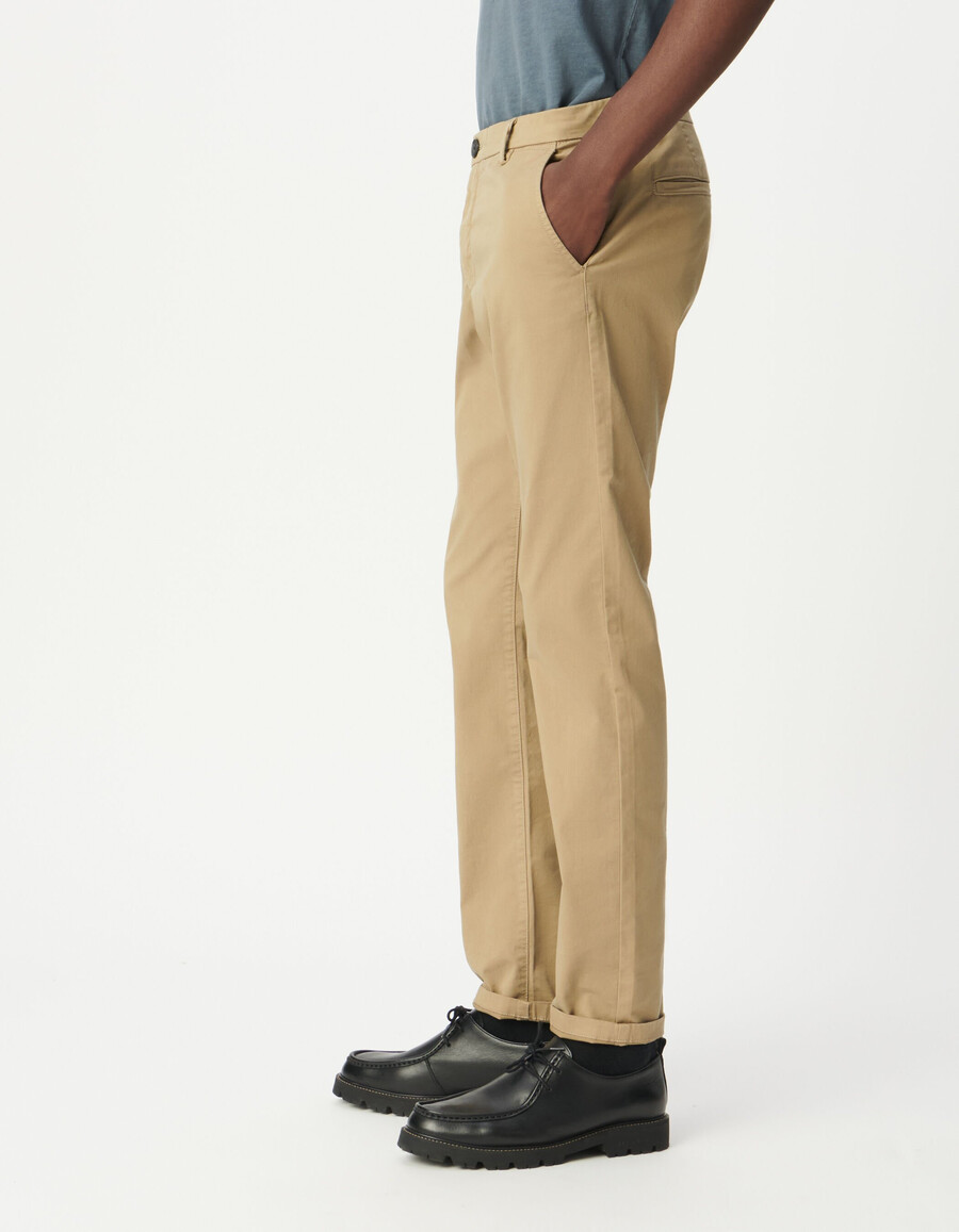 pantaloni chino slim dritti beige da uomo